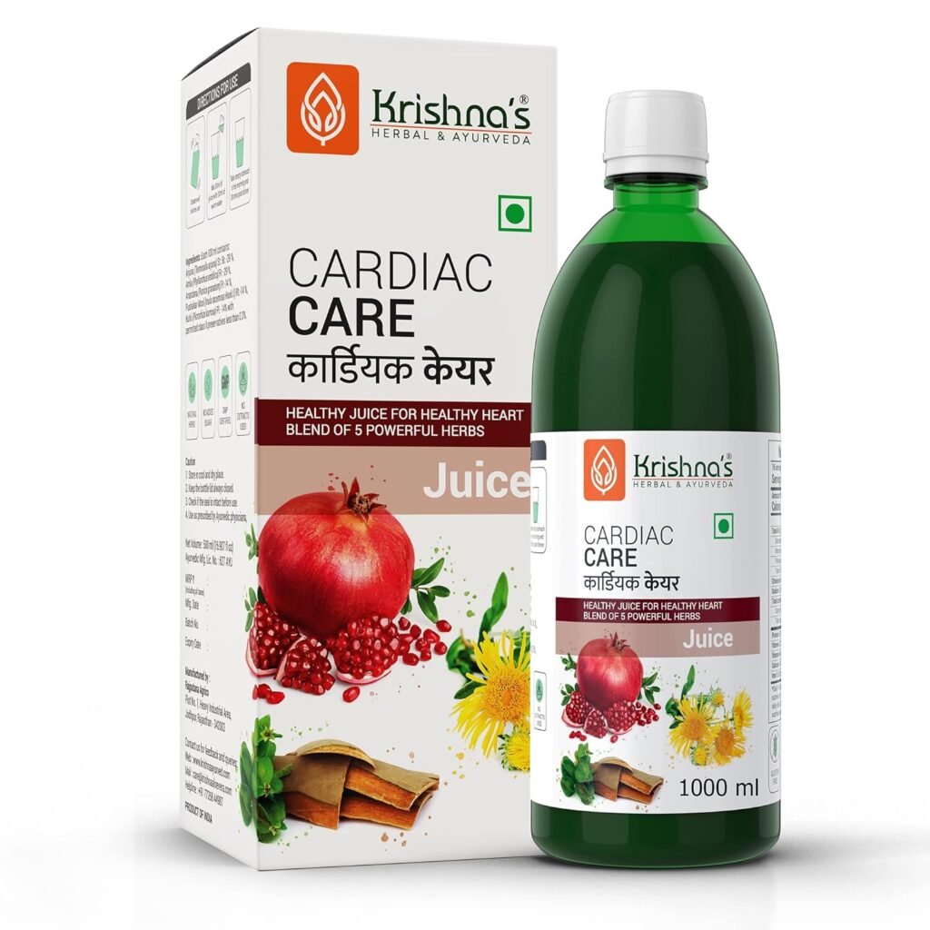 Krishna's Cardiac Care Juice - 1000 ml | Ayurvedic Heart care expert | Healthy Heart Cardiac Wellness | Enriched with Arjuna Chaal, Kutki, Amla, Anardana & Pushkar Mool